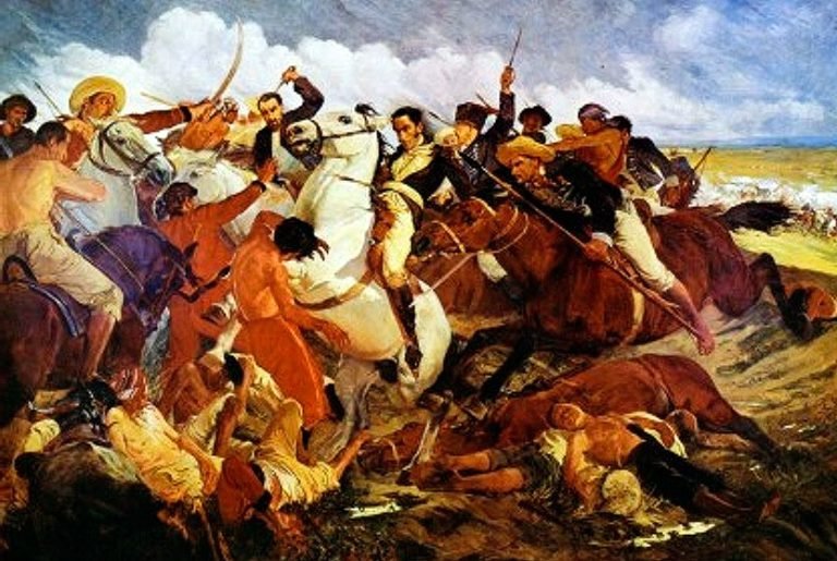 La batalla de Carabobo enfrentamiento bélico que supuso la conquista de Caracas durante la independencia de Venezuela por parte del ejército independentista de Simón Bolívar contra el ejército realista de Miguel de la Torre.